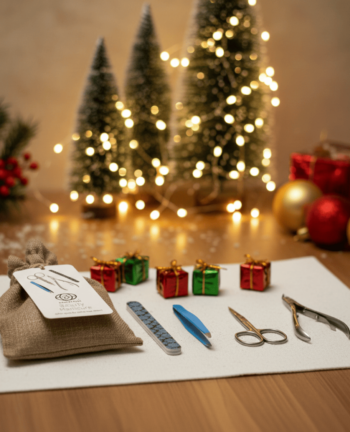 Beauty manicure fiocco, forbici, tronchesi, pinzette