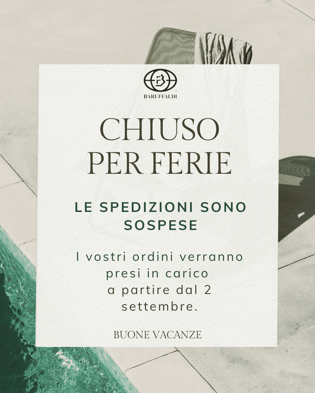 Spedizioni sospese, vacanza, mood vacanza, relax